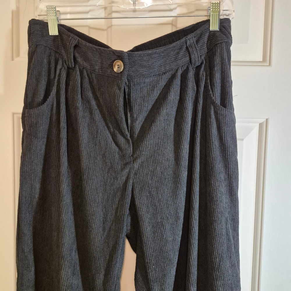 Halara Women Charcoal Gray Corduroy Wide Leg High Waist Pants Large NWT‎ 1053998 - Picture 3 of 5